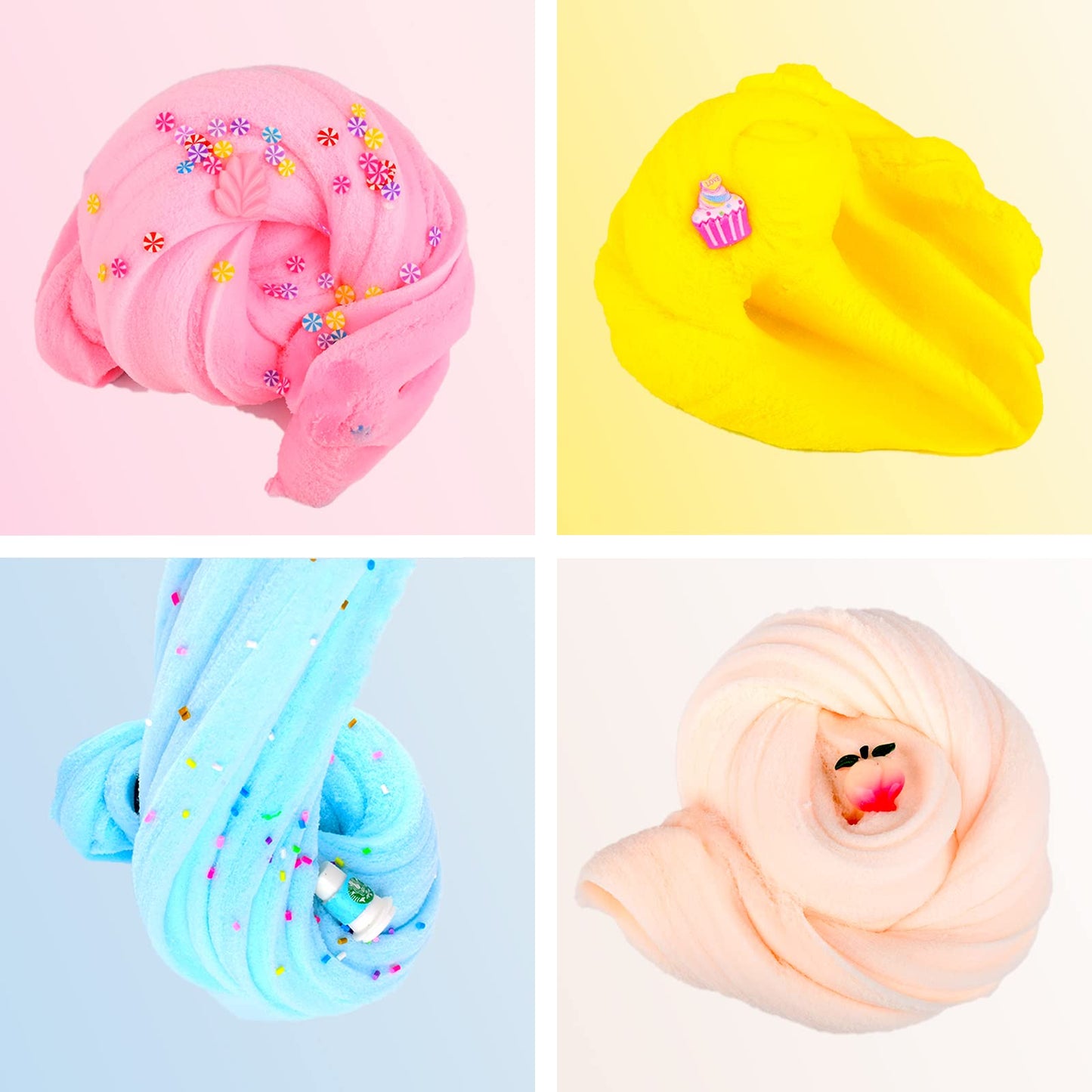 BeiyeiDei 4 Pack Cloud Slime Kit - Soft Non-Sticky Scented Slime Toy for Kids, Stress Relief, Party & Birthday Gift