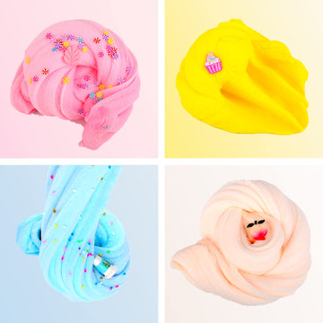 BeiyeiDei 4 Pack Cloud Slime Kit - Soft Non-Sticky Scented Slime Toy for Kids, Stress Relief, Party & Birthday Gift