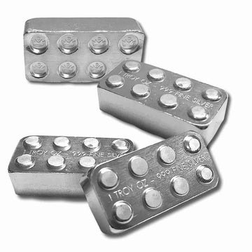 Dp Lego 1 Oz .999 Silver Bar Hand Poured