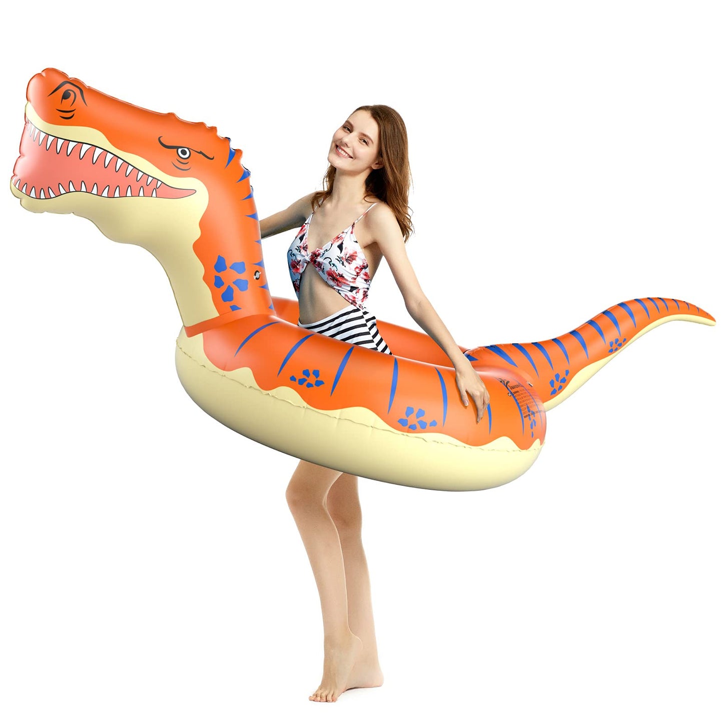 Jasonwell Inflatable Dinosaur Pool Float Tube For Boys Girls Adults 93'' T-Rex Floatie Summer Beach Swimming Pool Inflatables T-