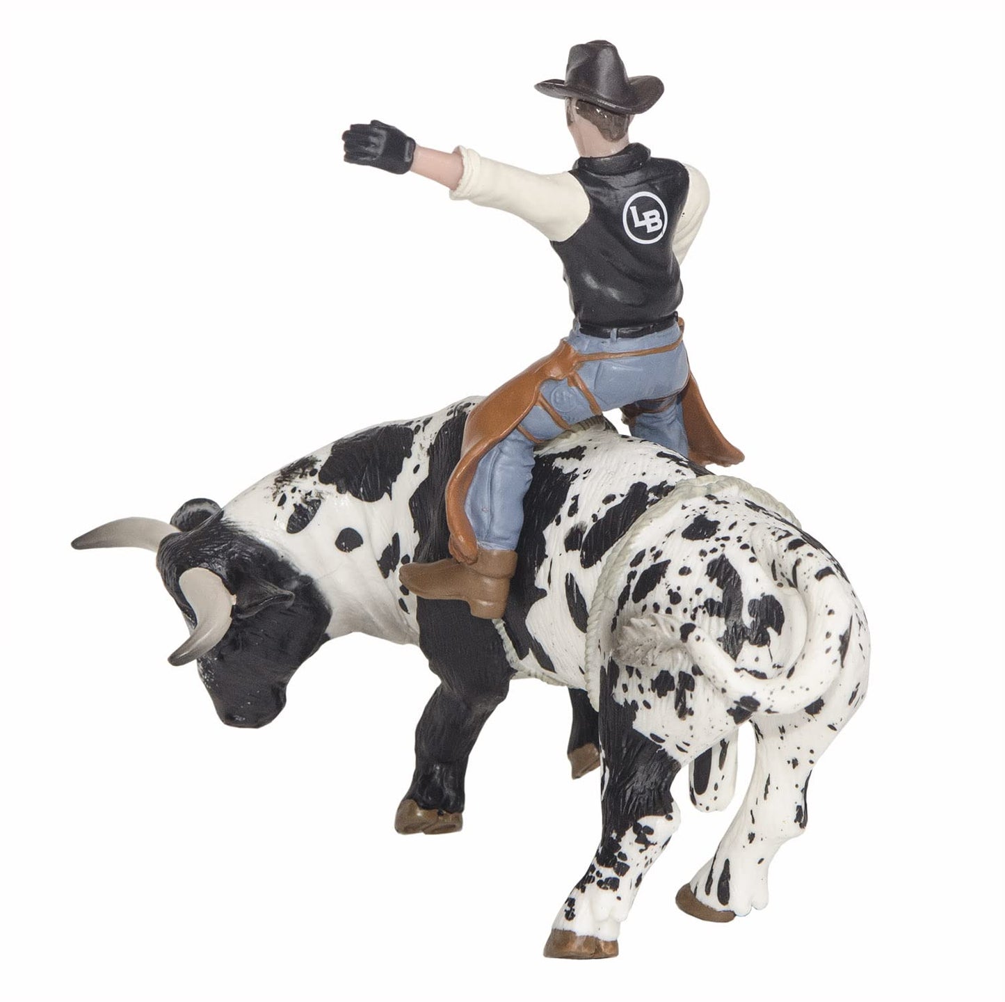 Little Buster Toys Bucking Bull And Rider 2 Pack - Brown Bull W/Rider And Black And White Bull W/Rider