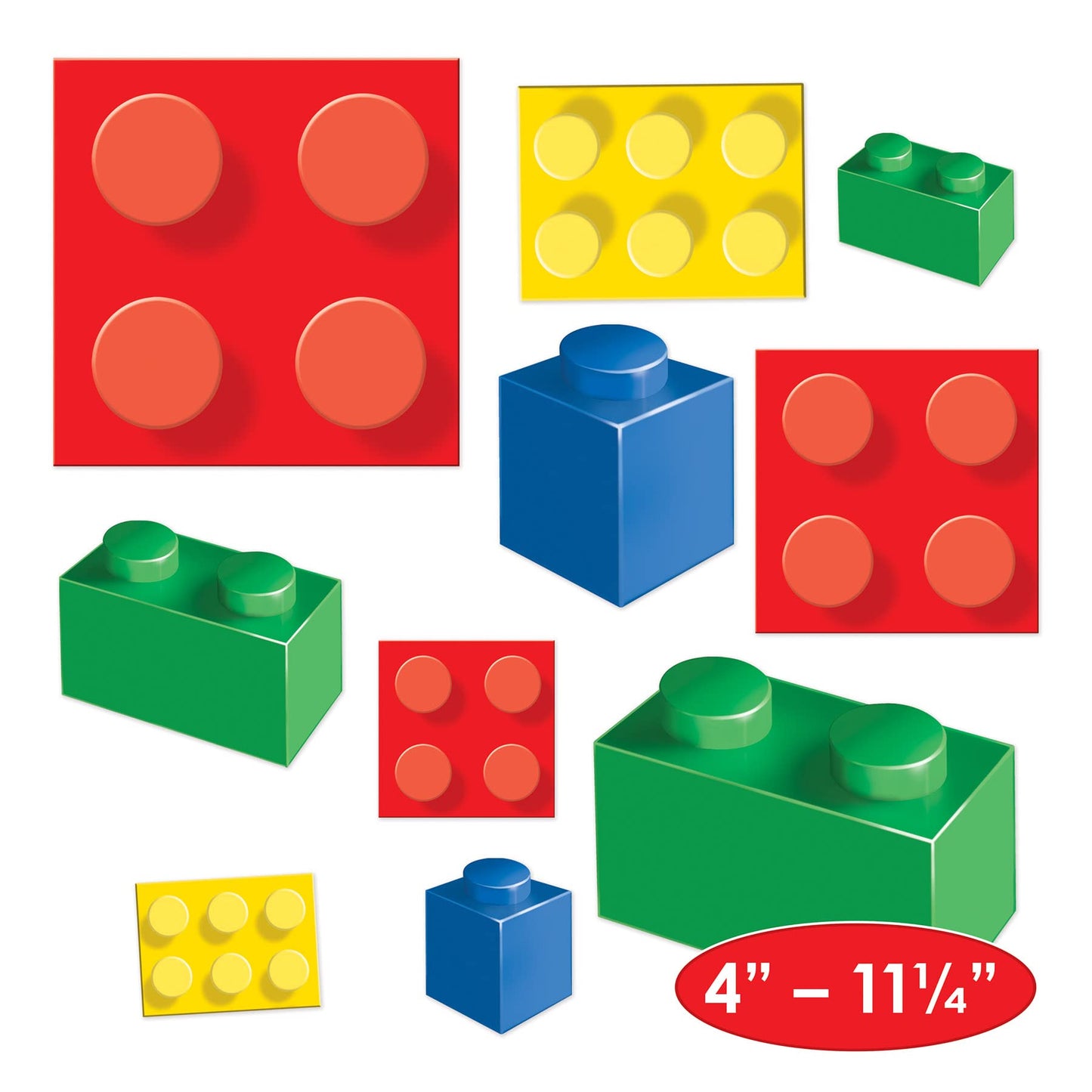 Beistle Building Blocks Cutouts - 40 Pieces, 4"-11.25", Multicolor, Paper, Model 52166