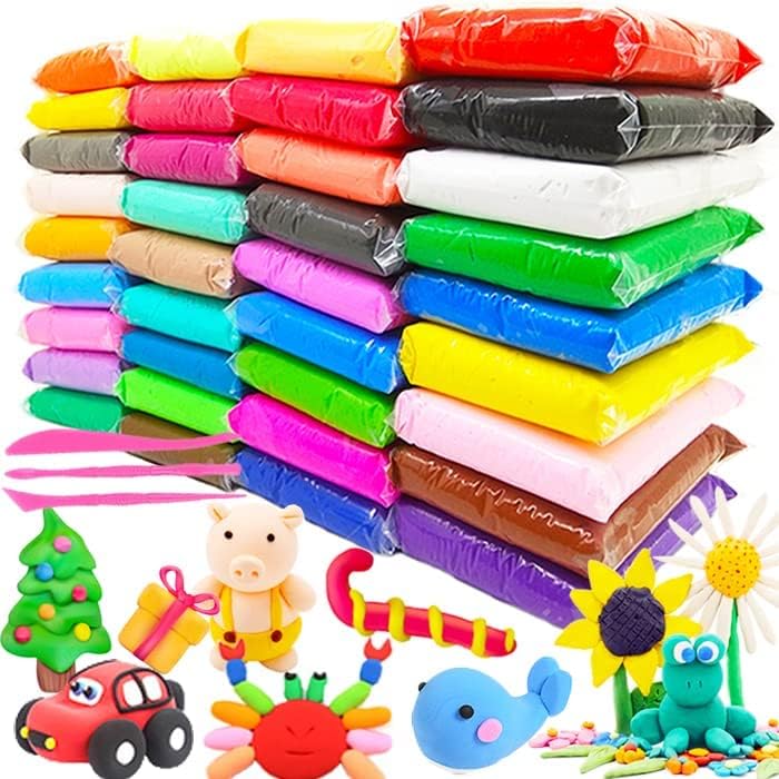 Quakel Air Dry Clay For Kids (Pack Of 12)  NonToxic, Soft & Colorful Magic Modeling Clay Putty Kit  Fluffy Foam Bouncing Clay