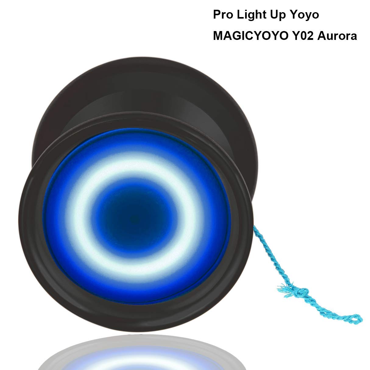 MAGICYOYO Y02 Aurora Light Up Unresponsive Yoyo - Blue LED, Medium Size, Includes Glove, Storage Bag, Extra Battery & 12 Strings