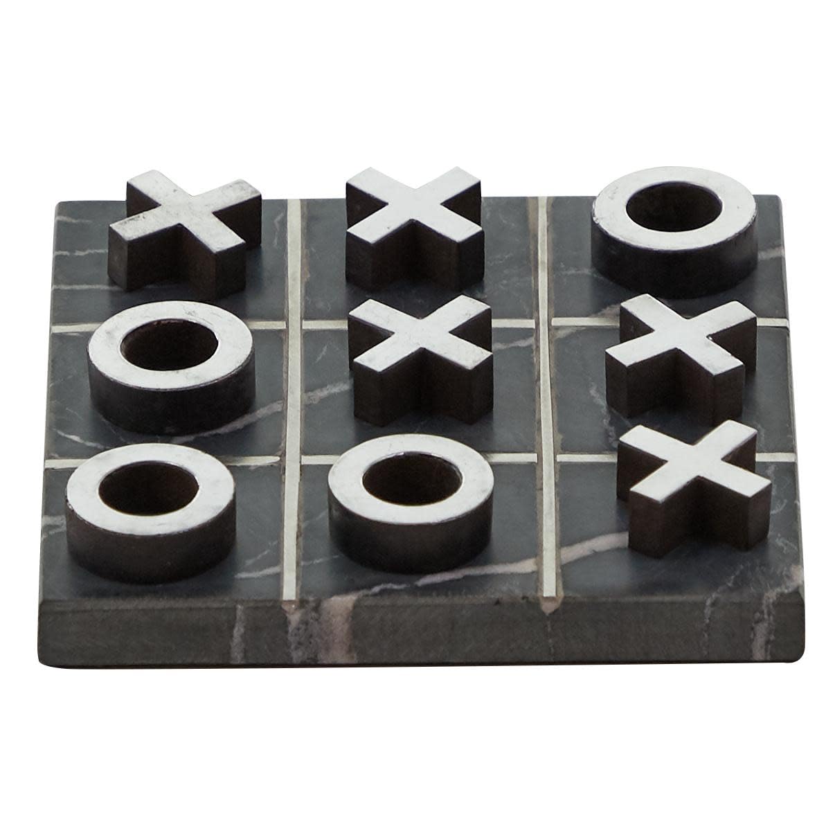 Deco 79 Contemporary Marble Game Set, 6' X 6' X 1', Black