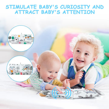 Vicloon Cloth Books, 3D Touch Feel High Contrast Cloth Book, Baby Books Toys For Baby 0-12 Months, Soft Baby Books Touch And Feel Crinkle For Infants Toddler Gifts Toy(Elephant)