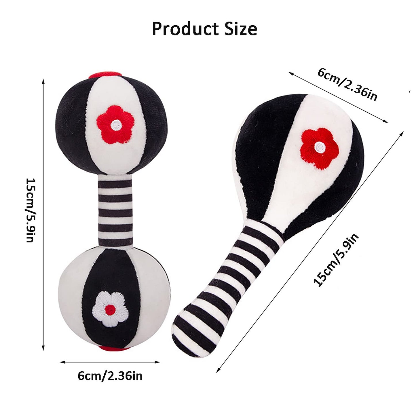 Rattles For Babies 0-6 Months, 2 Pcs Baby Soft Rattles 0-6 Months Early Developmental Hand Grip Toys For Infants Newborn Baby Gi