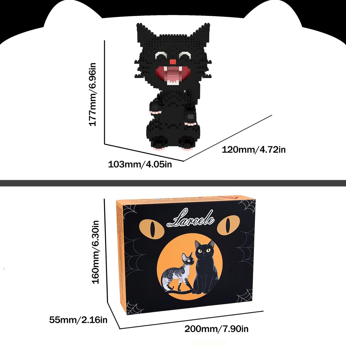 Larcele Micro Building Blocks Set, Diy Mini Building Toy Bricks For Age Over 12 Years, 1188 Pieces Kljm-05 (Black Cat 2)