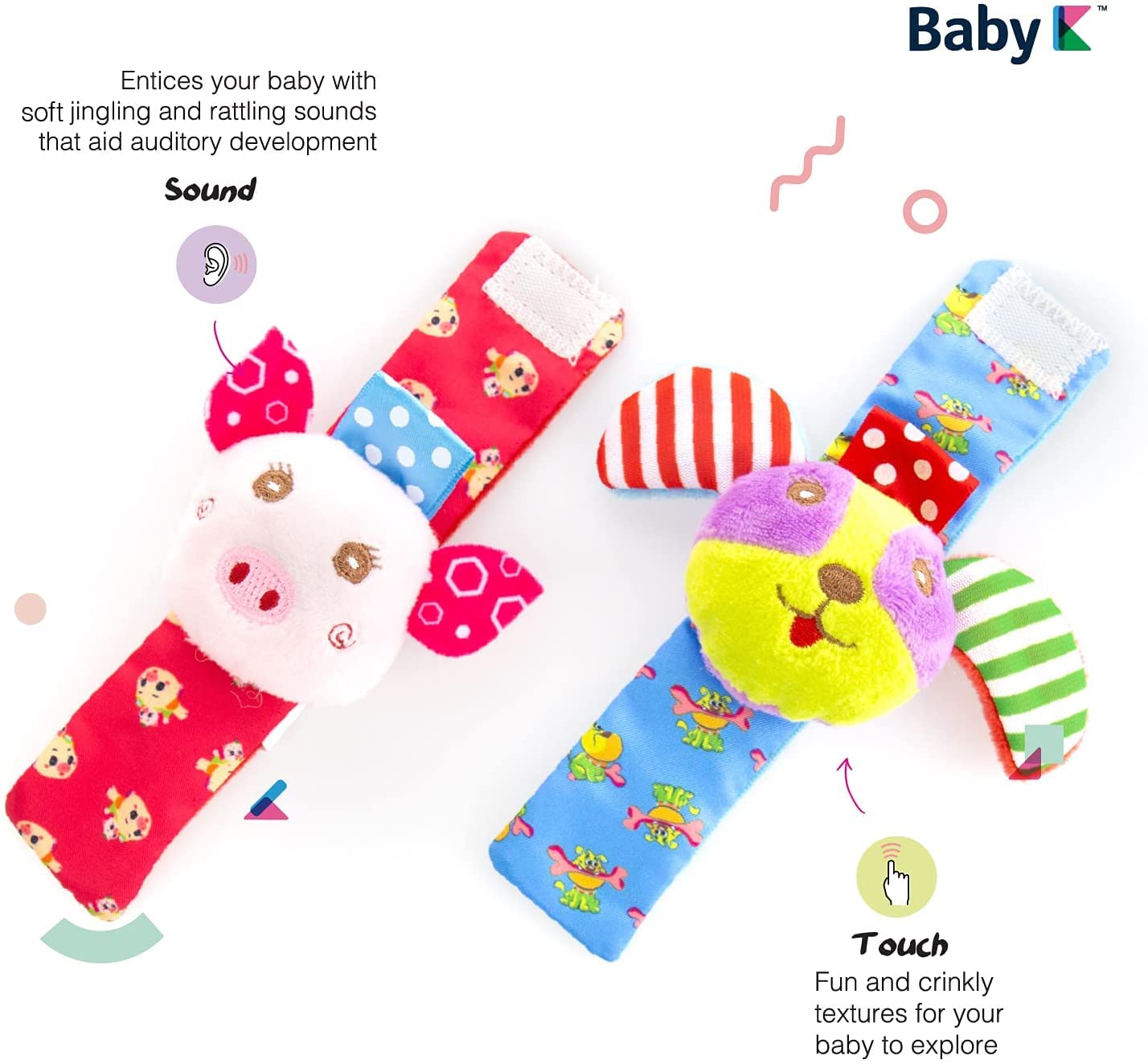 Baby K Baby Rattle Socks For Girls & Boys (Zoo Set) - Baby Toys 6-12 Months - Baby Wrist Rattles And Foot Rattles - Baby Toys Fo