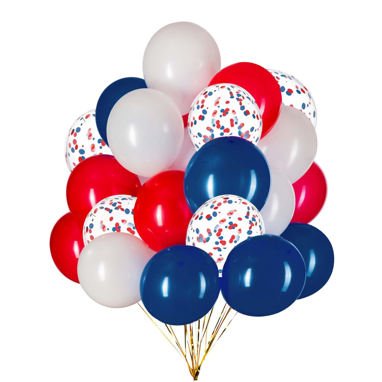 GAKA 12inch Red White and Blue Balloons Patriotic with Confetti Balloon, Great for Patriotic Party Balloons,Birthday,Graduation,