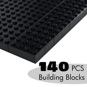 Wyswyg Building Bricks 2X4 Stud 140 Pcs, Classic Building Blocks, Building Bricks Only, Compatible, Black.