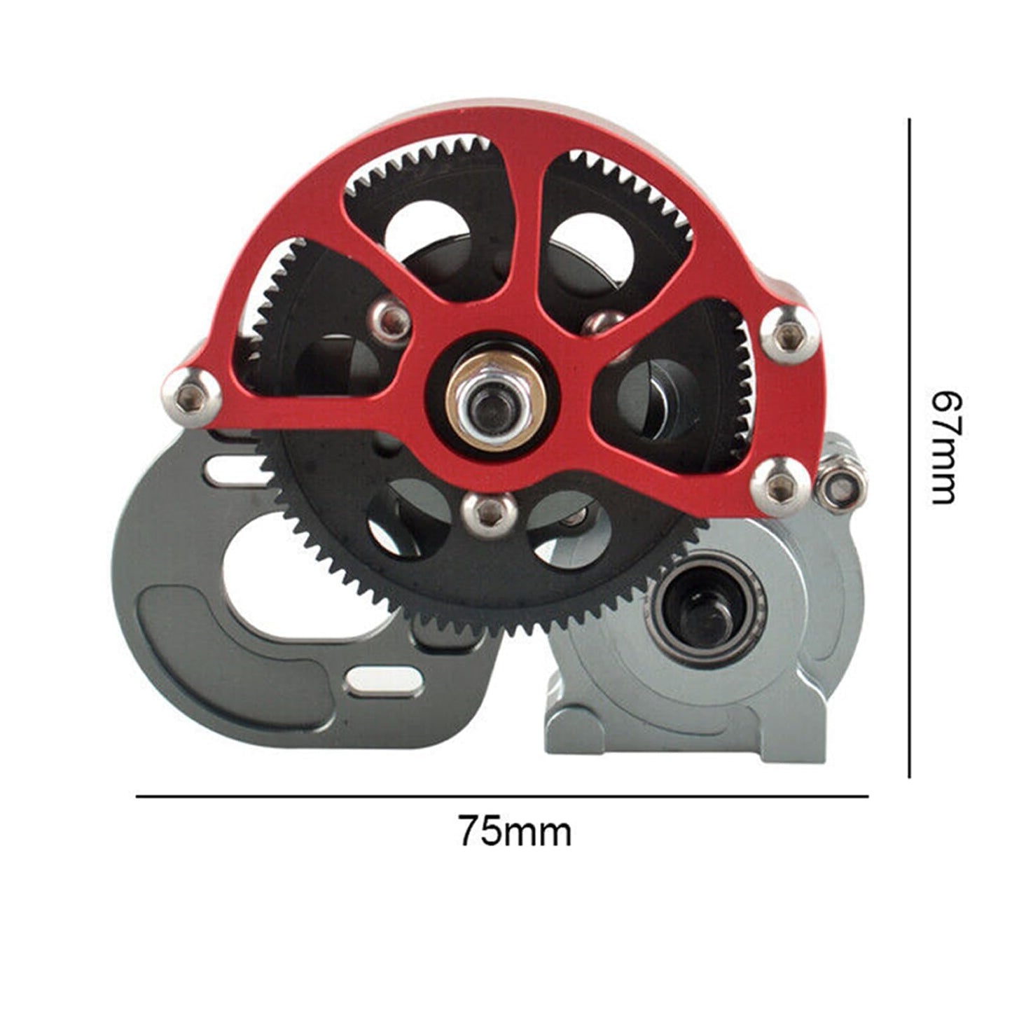 SecosAutoparts Full Metal Assembled Transmission Case Center Gearbox with Steel Gear Set for 1/10 Scale RC Axial SCX10 Crawler C