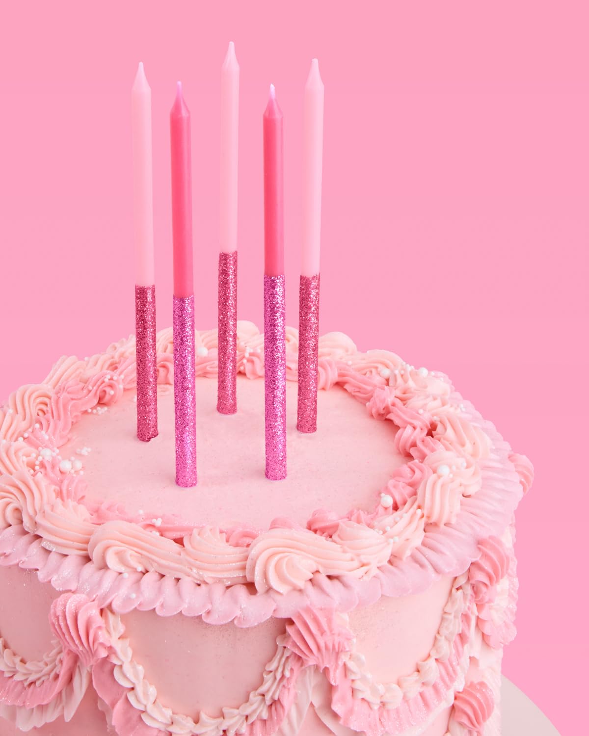 xo, Fetti 10 Pink Glitter Party Cake Candles Tall Thin - 10 Pcs | Bachelorette Party, Birthday Girl Gift, Fun Cake Decoration Su