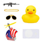 Wonuu Rubber Yellow Duck Car Ornaments Cool Duck Car Dashboard Decorations With Propeller Helmet Sunglasses (Flag-Yellow G)