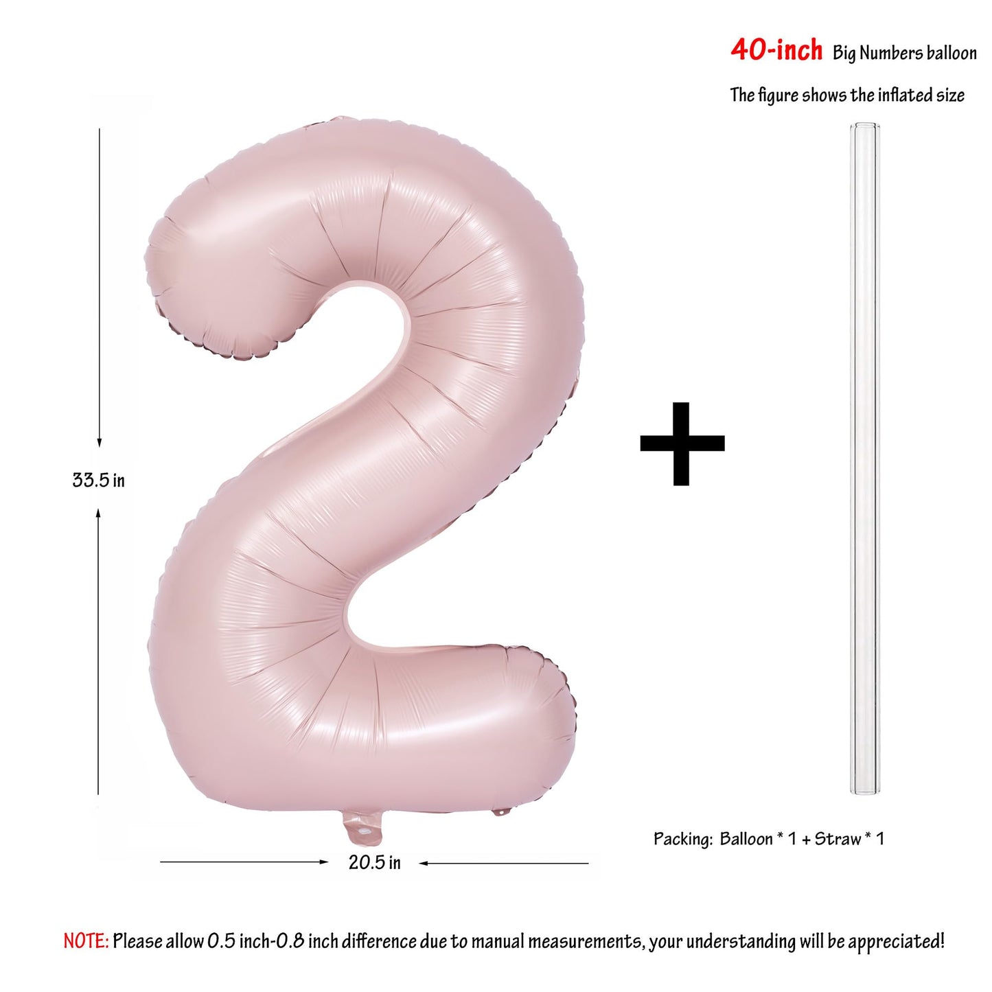 40 In Matte Pink Number Balloons Helium Foil Mylar Balloon Birthday Party Banquet Decoration Digital 2