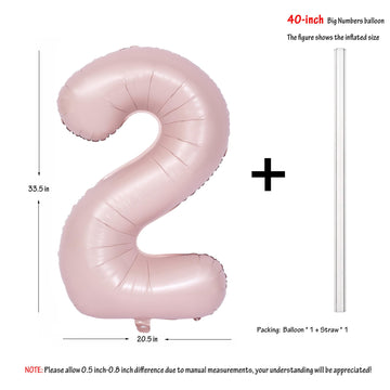 40 In Matte Pink Number Balloons Helium Foil Mylar Balloon Birthday Party Banquet Decoration Digital 2