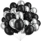 Black And Silver Balloons, 67Pcs 12 Inch Metallic Chrome Silver And Black Balloons For Birthday, Baby Shower, Wedding, And Engag