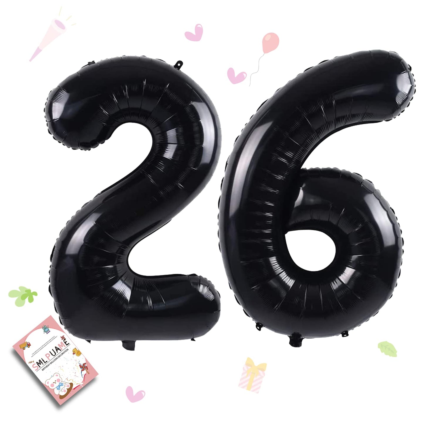 Smlpuame 40 Inch Number Balloon 0-9 Black Large Number 26 Balloons,Digital Balloons For Birthday Party Celebration Decorations S