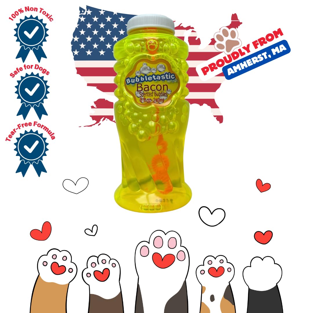 Dog Bubbles - Bubbletastic Bacon Scented Bubbles - 2 Pack - Includes Wands! 16Oz Total!
