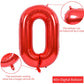 Toniful 40 Inch Red Large Numbers Balloons 0-9, Number 0 Digital 0 Helium Balloons, Foil Mylar Big Number Balloons For Birthday