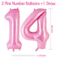 Pink Number 14 Balloon, 40 Inch Big Large Foil Helium Number Balloons, Giant Mylar Number 14 Balloons For 14 Years Old Birthday