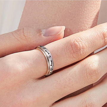 Hoohwe Spinner Ring For Anxiety,S925 Sterling Silver Fidget Anxiety Worry Relieving Boredom Adhd Autism Band Rings For Women (1-