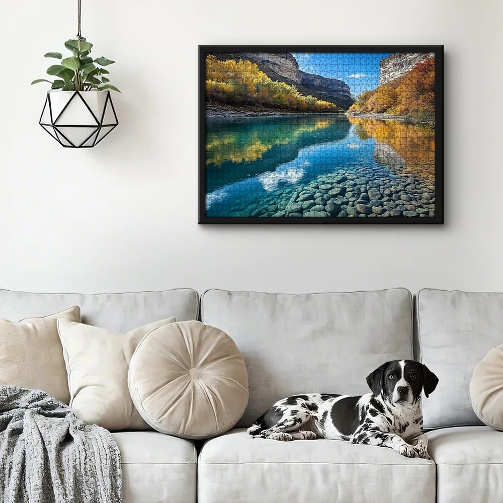 1000 Piece Jigsaw Puzzle for mature-themeds - Canyon River Fall Landscape Nature Scene  Turquoise Lake Mountain Puzzle  Challenging Relaxing Game  enhanced Recycled Gift for mature-themeds Teens