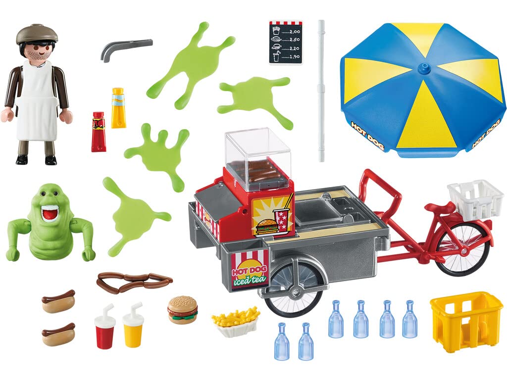 Playmobil Ghostbusters Slimer Figure with Hot Dog Stand - Multi Color, Model 9222, Plastic Material