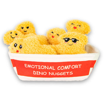 Positive Emotional Support Dino Nuggets Plush Toy, 6 Cute Stuffed Chicken Nuggets in 1 Soft To-Go Box, Inspirational Stuffed Ani