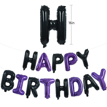 Toniful Happy Birthday Balloons Banner 16 Inch Mylar Foil Letters Birthday Sign Banner Bunting Reusable For Girls Boys Kids & Ad