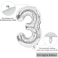 Toniful 40 Inch Silver Large Numbers Balloons Number 30 Digital 30 Helium Balloons, Foil Mylar Big Number Balloons For Birthday