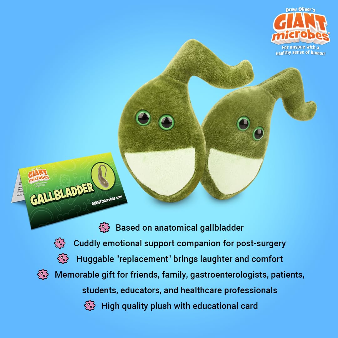 Giantmicrobes Gallbladder Plush,Gallbladder Stuffed Animal, Gallbladder Surgery Gifts, Gallbladder Removal Gift, Gastroenterology Gifts, Get Well Gift
