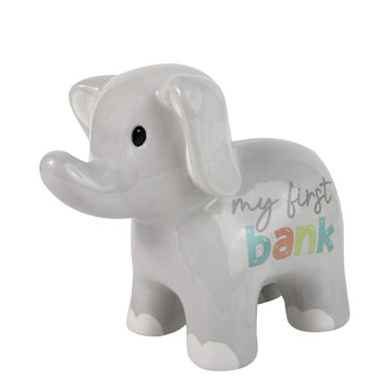 My Babys First Bank Piggy Bank - Ceramic Animal Bank And Nursery Piggy Bank For Baby Boys, Girls, Toddlers, And Kids (Elephant)