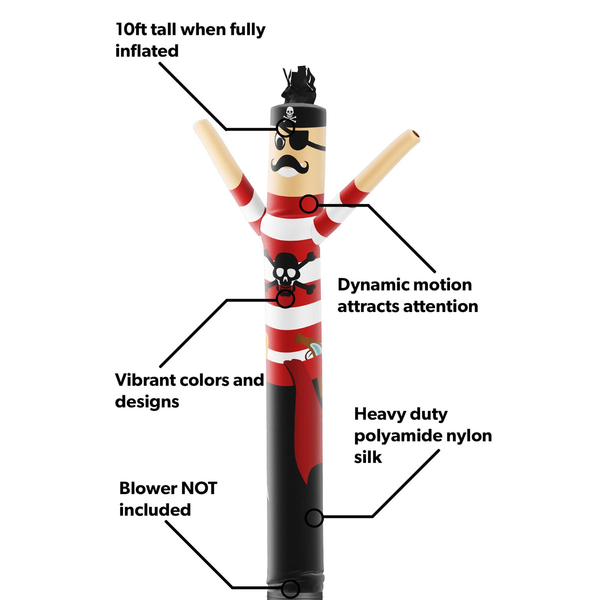 LookOurWay Air Dancers Inflatable Tube Man Attachment - 10 Feet Tall W ...