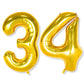 Flyloons 34 number Golden Foil Balloon 16 inch Size Birthday Decoration Items Pack of 2 | 34th Year Balloons | Thirty Four