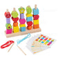 Xenon Venture Montessori 2 In 1 Wooden Beads Sequencing Toy Set,Stacking Blocks Lacing Beads & Shape Matching Stacker Educationa