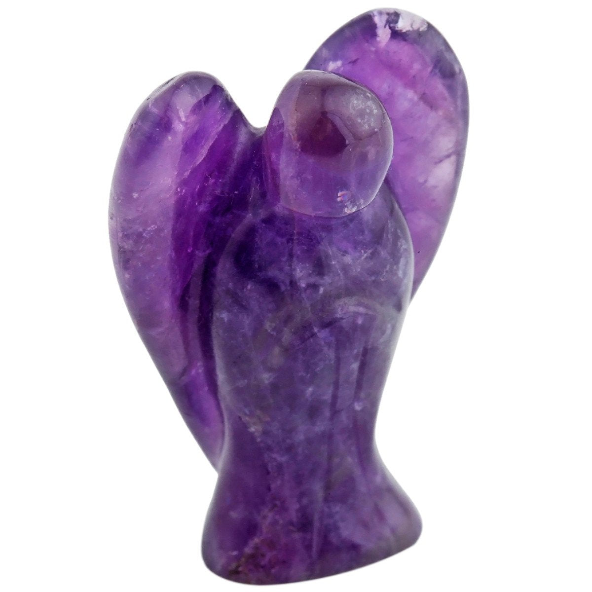 Sunyik Purple Amethyst Carved Guardian Angel Natural Crystal Pocket Statues Figurines 1.5''