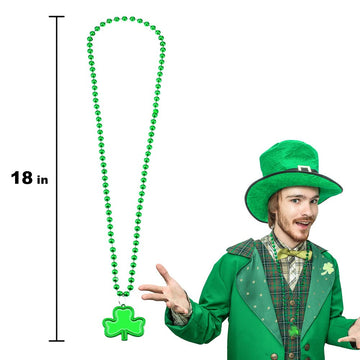 Umeelr St. Patrick'S Day Necklaces, 20 Pcs Green Shamrock Beads Necklace For Saint Patricks Day Party Favors