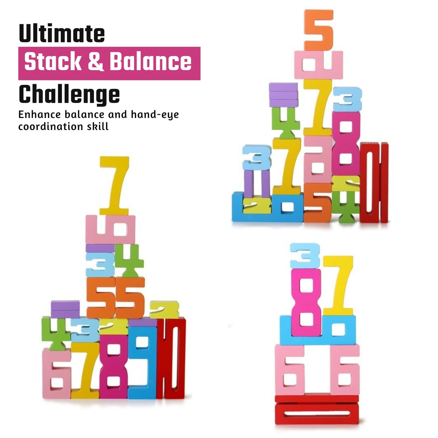 Gdaytao Wooden Number Building Blocks 1-10 for Toddlers - 10PCS Montessori Math Toys  Basic Counting Blocks with Play Guide  Learning Toys for Kids Ages 2-4  Budget-Friendly Educational Gift