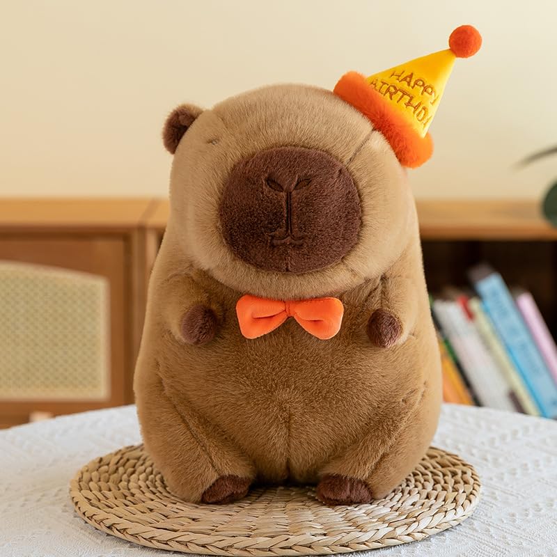 Arkdorz Cute Birthday Capybara Plush,12Inch Kawaii Capybara Stuffed Animal Soft Stuffed Capybara Toy Birthday Gifts Party Decora