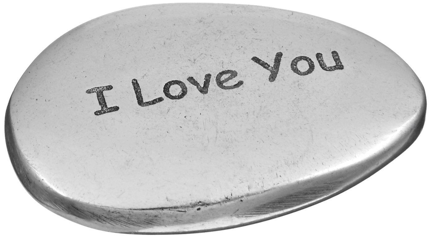 Abbott Collection Small I Love You Pebble, Silver