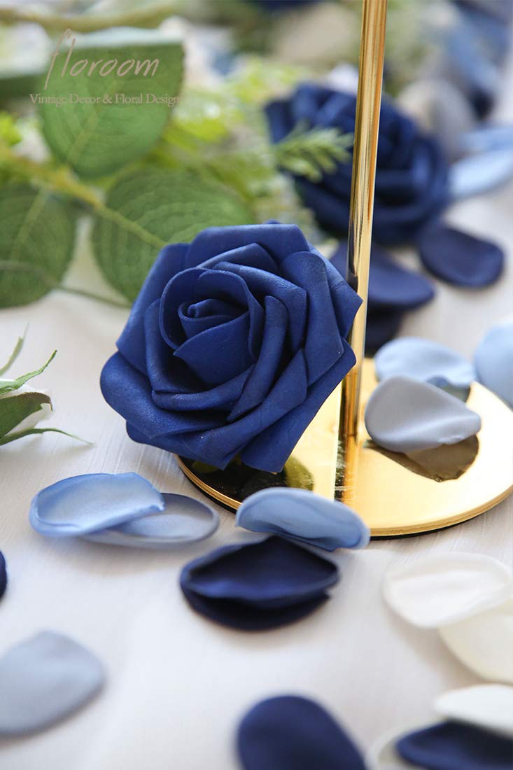Floroom 500pcs Rose Petals Dusty Blue Navy Faux Silk Flower Petals for Wedding Flower Girl Basket Aisle Scatter Dinner Table Cen