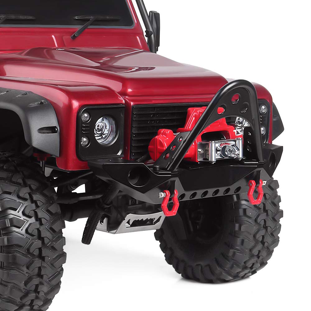 INJORA Metal Automatic Winch Wireless Remote Controller System for 1:10 RC Crawler Car Axial SCX10 90046 TRX4 Redcat (Red)