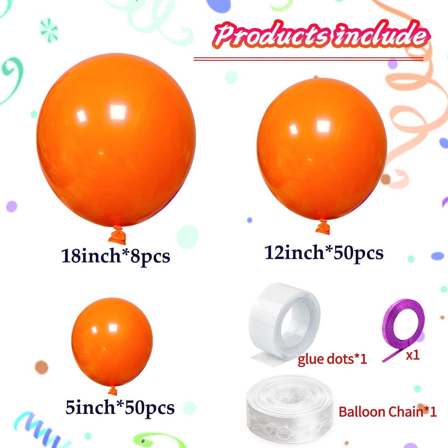 Kawkalsh Orange Balloon Arch Kit 111Pcs 18 12 5 Inch Latex Party Balloons Garland For Birthday Baby Shower Wedding Engagement An