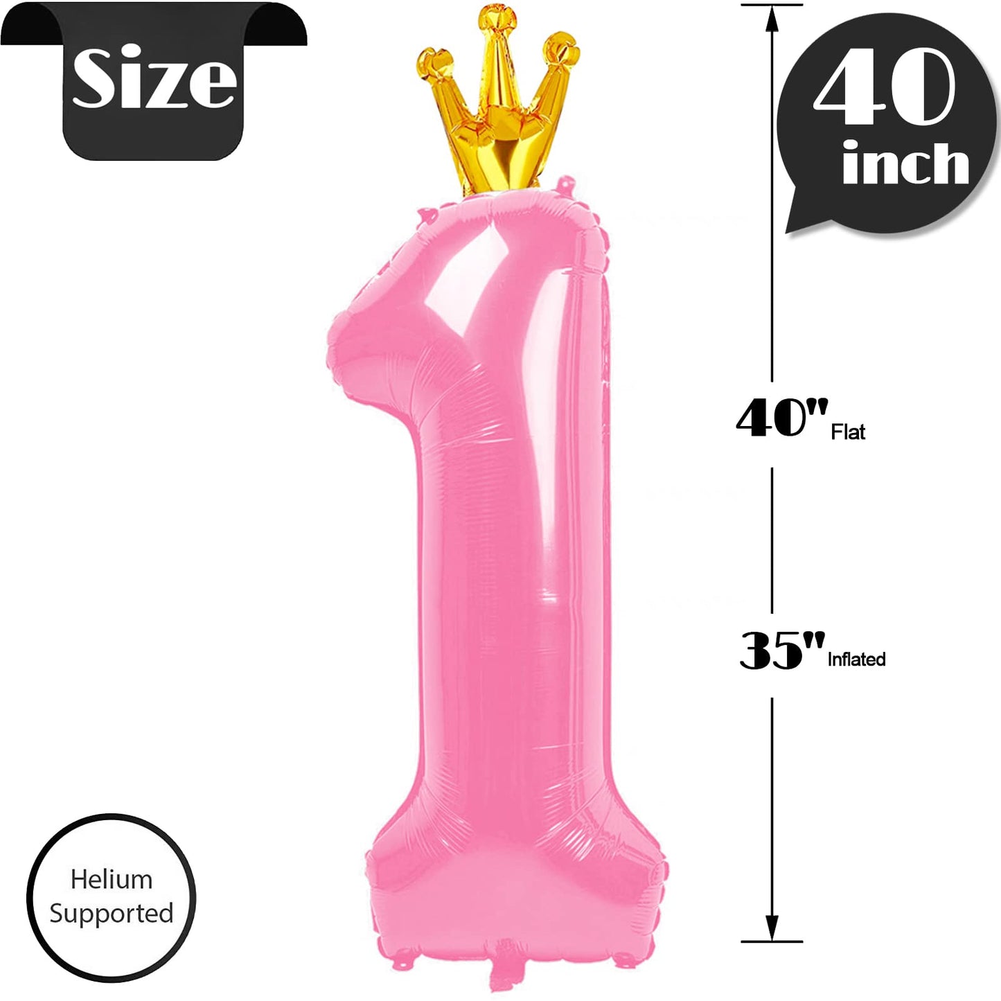 40 Inch Number Balloon 1 For First Birthday, Wild One Giant Balloons, Pink Baby Girl 1St Birthday Decorations, 1 16 18 21 Birthd