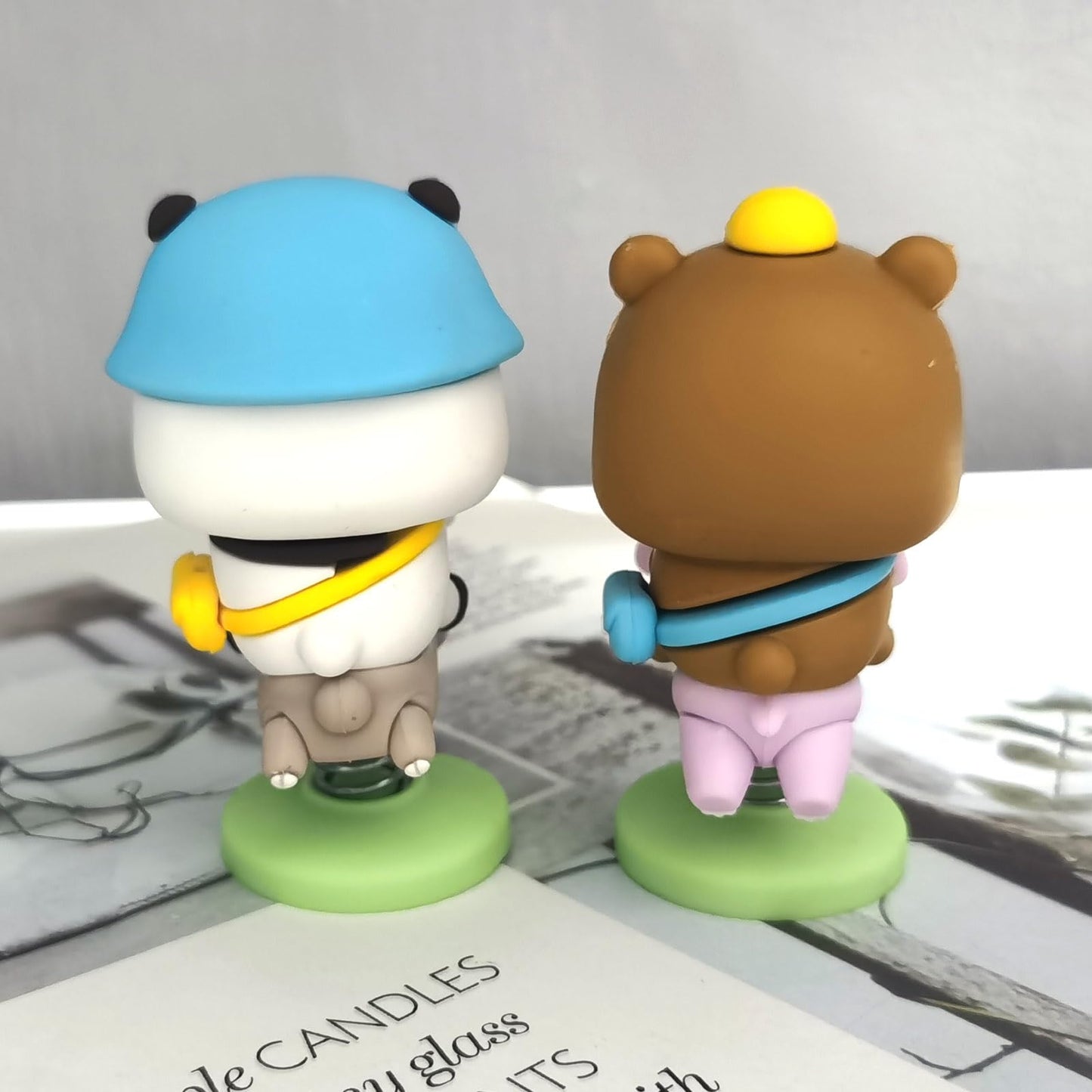 Yokushi 2 Pcs Bubu And Dudu Bears Car Dashboard Decorations, Cute Cartoon Statue Bears Panda Figurine Office Desk Decor For Deco