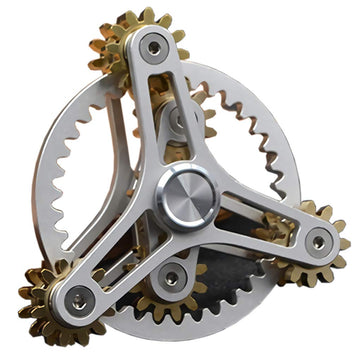 Pure Brass Fidget Spinner Gears Linkage Fidget Gyro Toy Metal Diy Hand Spinner Spins Long Time Edc Focus Meditation Break Bad Habits Adhd With Multiple Premium Bearings (12 Bearings White)