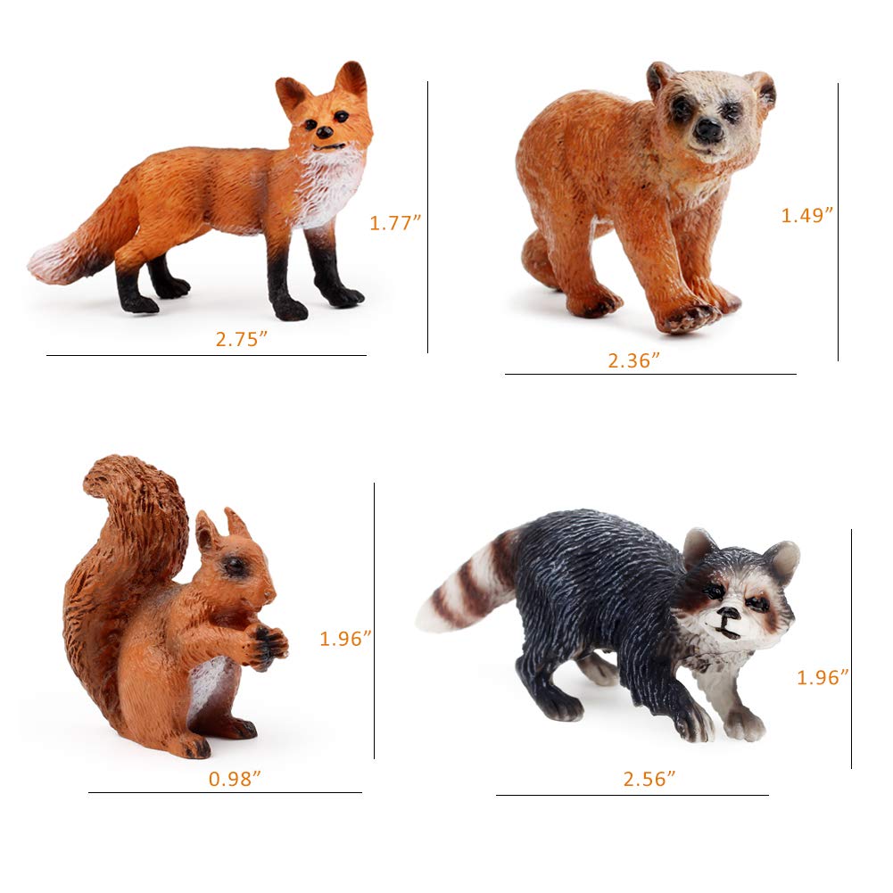 10Pcs Forest Animals Figures, Woodland Creatures Figurines, Miniature Toys Cake Toppers
