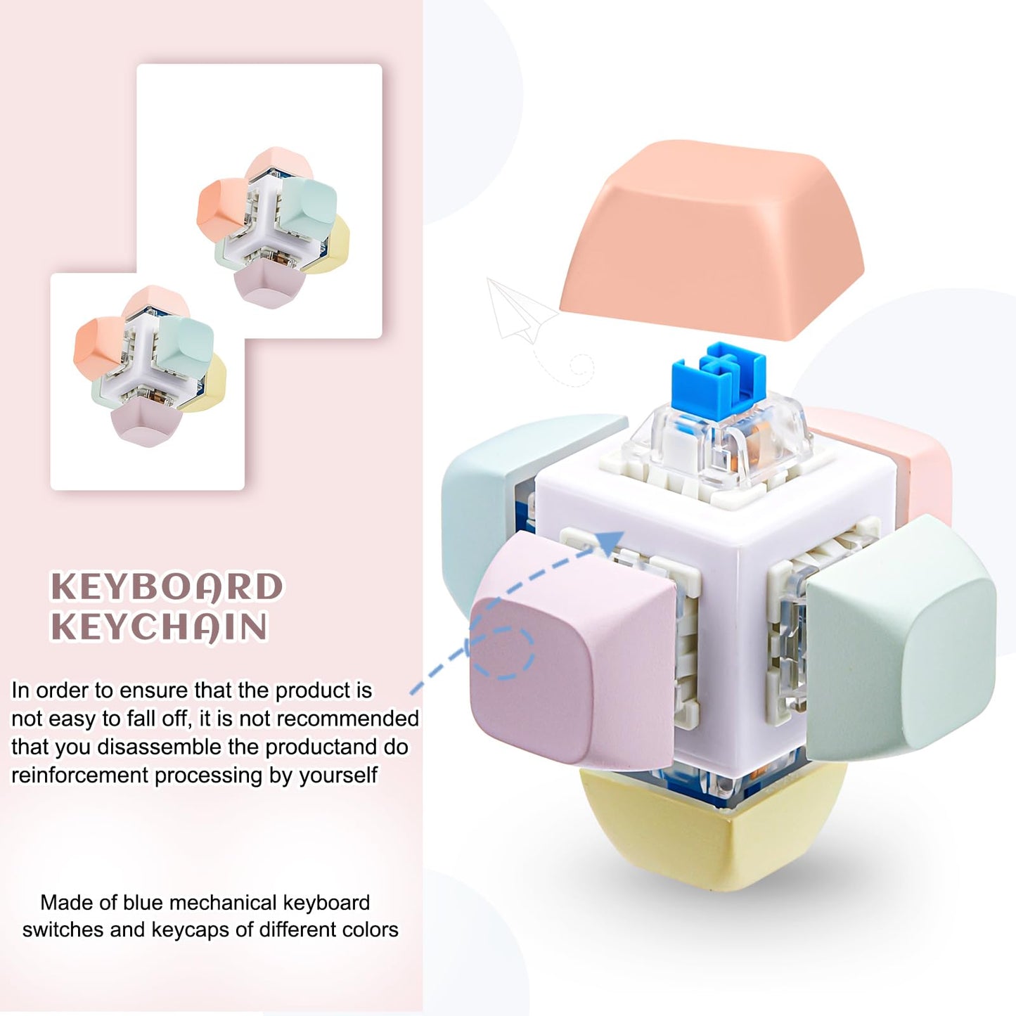 2 Pcs Decompression Toys Keyboard Clicker Toy Keyboard Cube Toy Mechanical Key Toy Keyboard Button Stress Relief for mature-themed Gifts to Relief Pass Time (Classic)