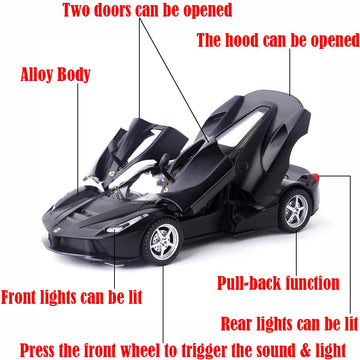 Alloy Collectible Ferrari Race LaFerrari Pull Back Vehicles Diecast Cars Model with Lights and Sound